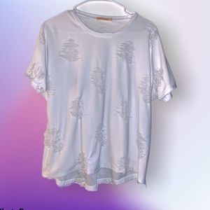 Nordstrom Sweet Romeo White Distressed Tee